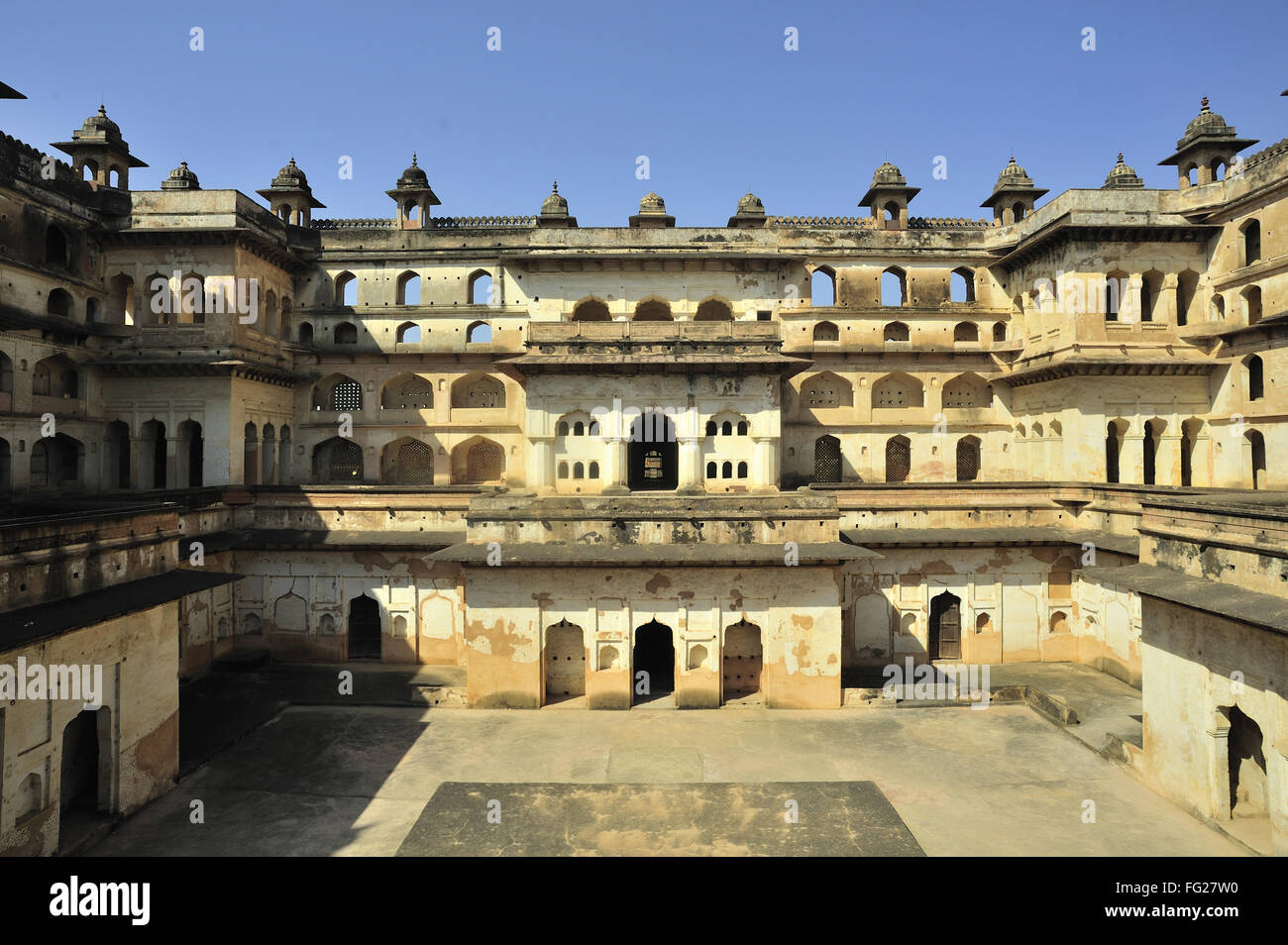 Orchha zentralen Innenhof des Raja Mahal Khajuraho Madhya Pradesh, Indien Stockfoto