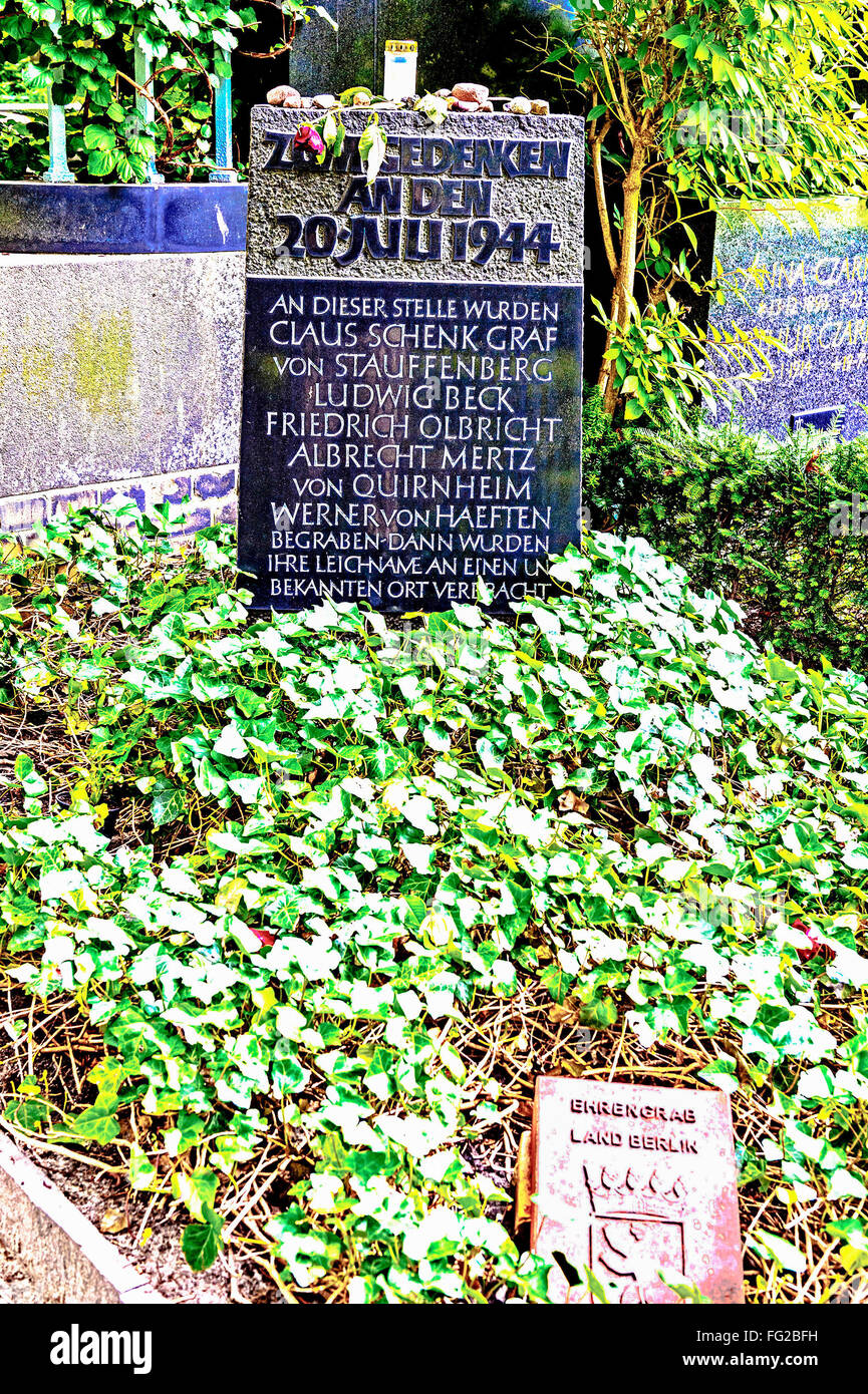 Gedenkstätte für den Widerstandskämpfer der 20. Juli 1944 - von Stauffenberg, Beck, Haeften, von Quirnheim - Widerstandsdämpfer 20. Juli Stockfoto