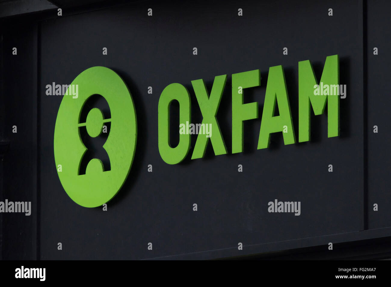 Oxfam-Charity-Zeichen-logo Stockfoto