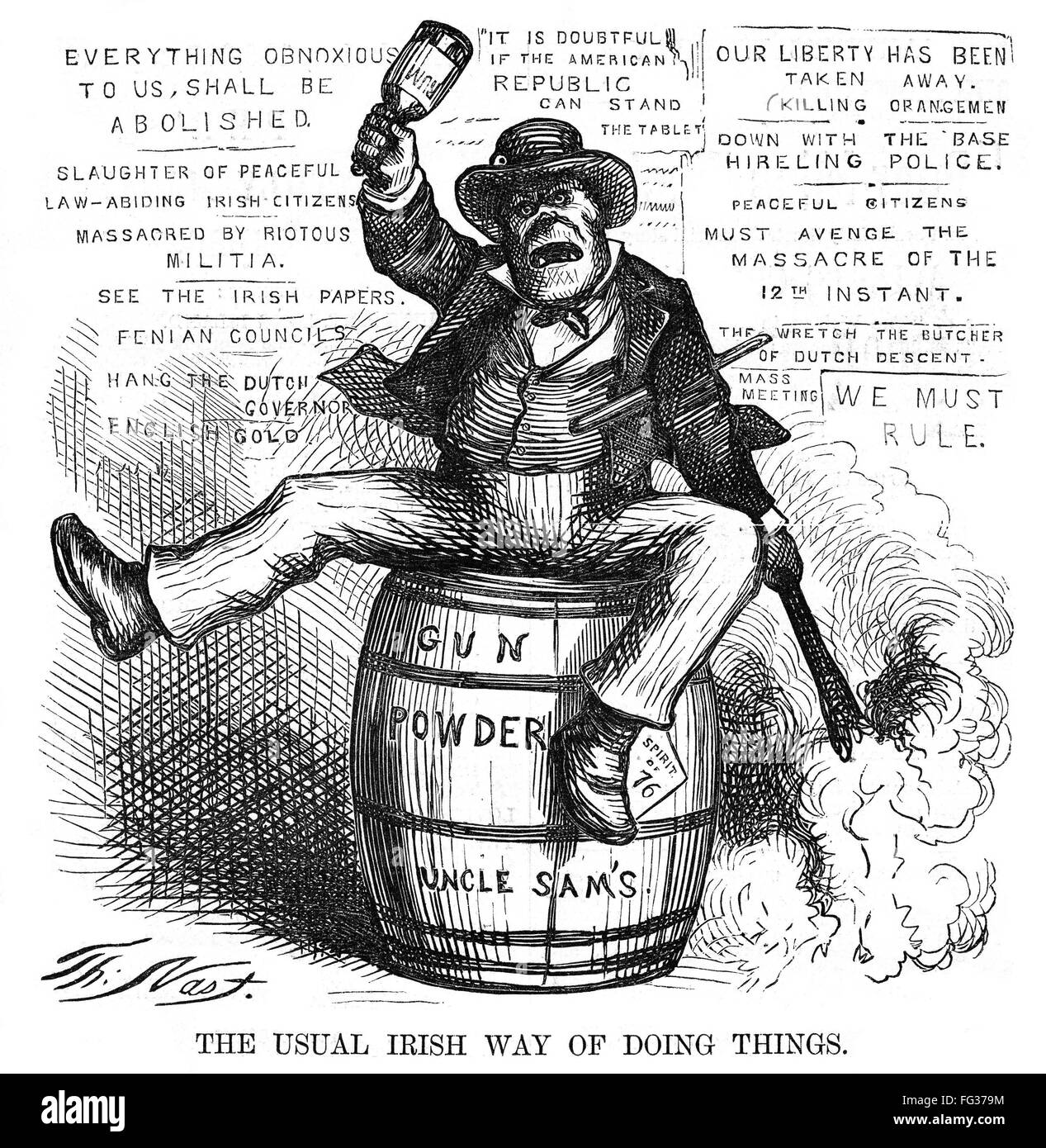 Anti Irische Cartoon 1871 N The Irische Gewohnt Dinge Zu Tun Karikatur Von Thomas Nast Von Harpers Wochentlich September 1871 Stockfotografie Alamy