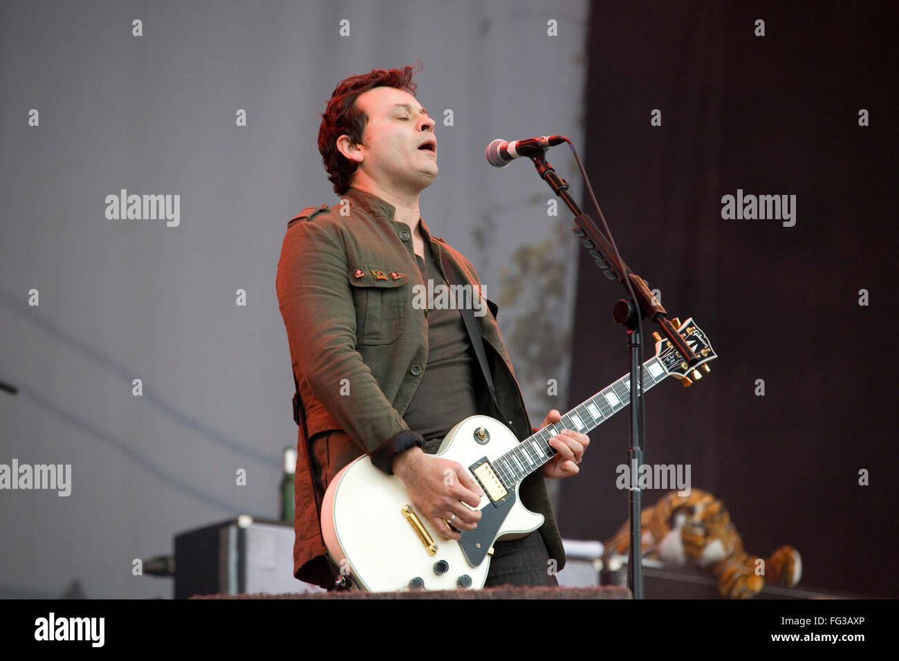 Manic Street Preachers auf der Pyramide Bühne auf dem Glastonbury Festival 2007, Somerset, England, Vereinigtes Königreich. Stockfoto