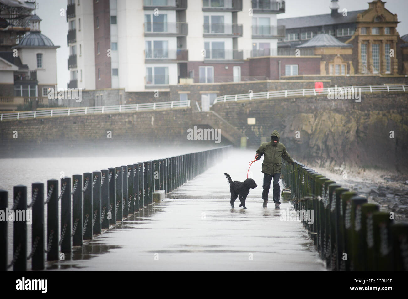Schlechtes Wetter in Weston Supermare - Storm Imogen Stockfoto