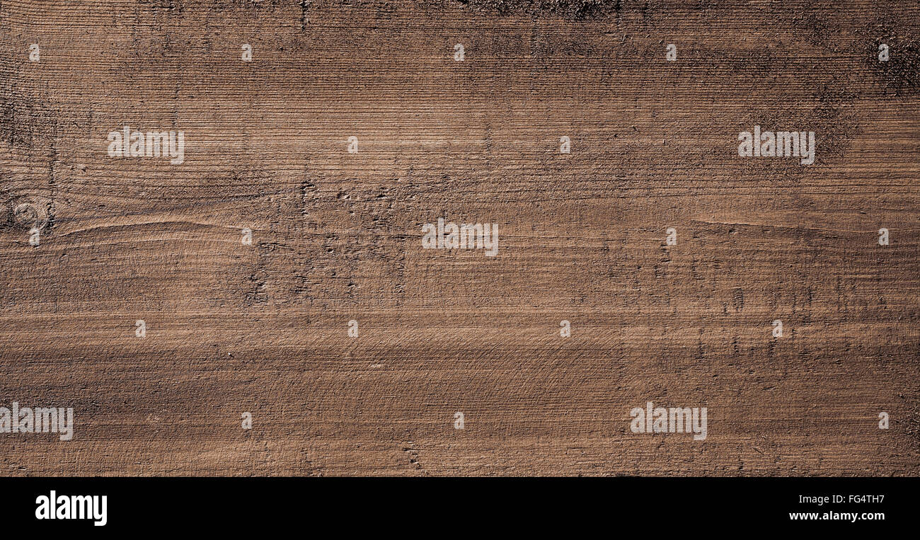 Dunkelbraun zerkratzt Holzbrett. Holzstruktur Stockfoto
