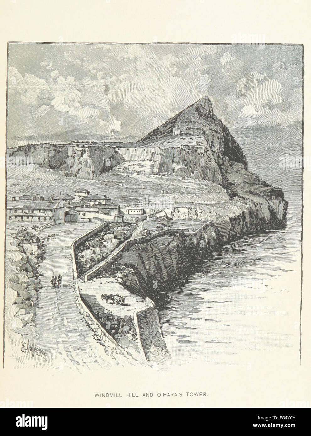 „Gibraltar“ bietet eine detaillierte Darstellung der strategischen Bedeutung der Festung und der Belagerungen, denen sie standhielt, mit Illustrationen, die wichtige militärische Momente und ihre Rolle in globalen Konflikten darstellen. Stockfoto