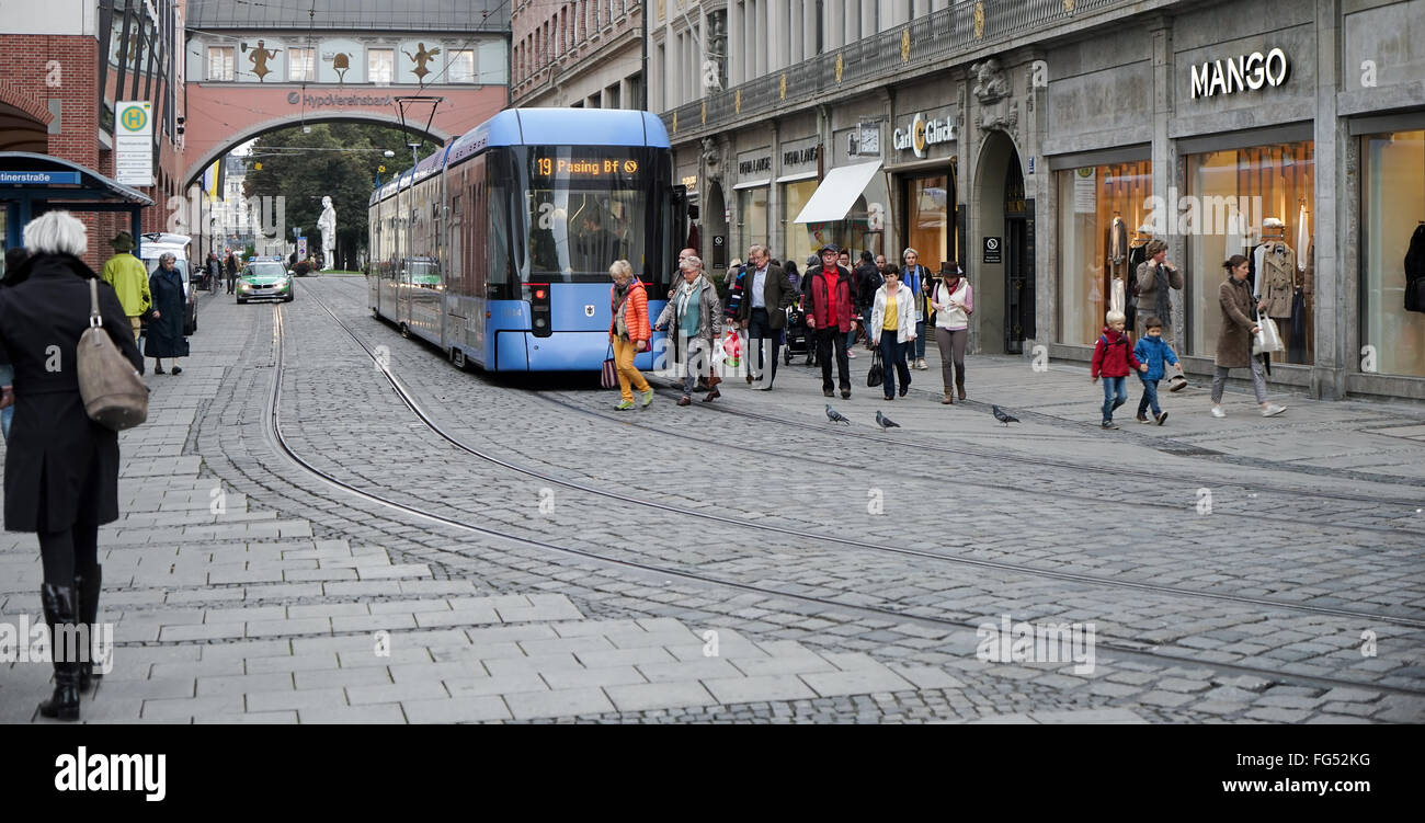 Straßenbahn in München Stockfoto