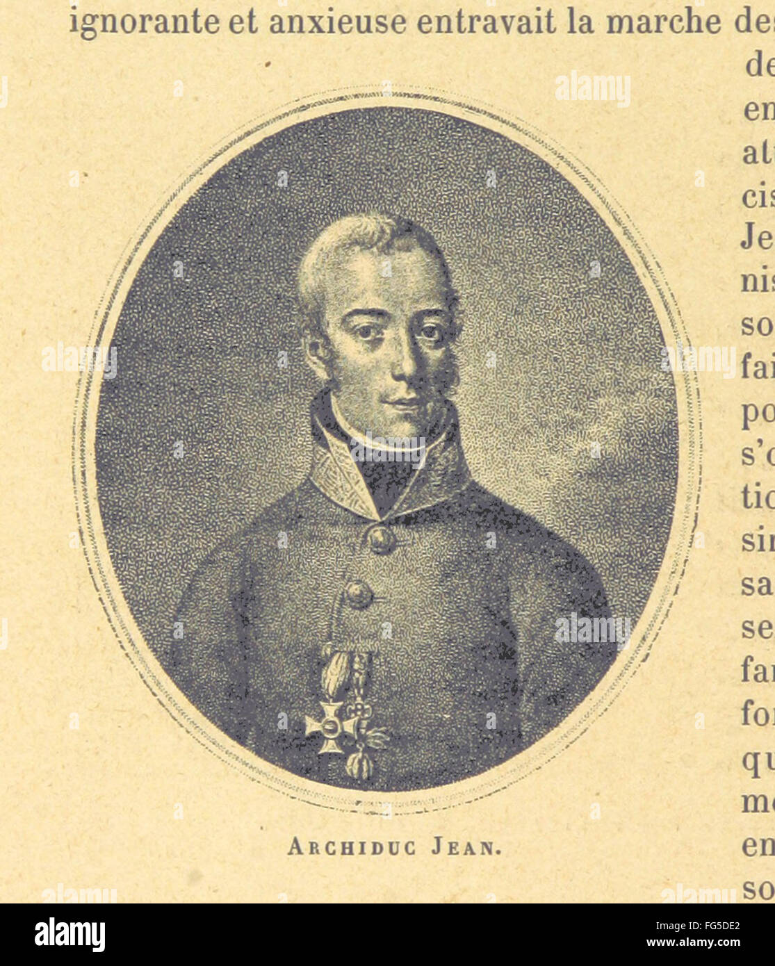 Dieses Vintage-Buch „L'Allemagne, 1789-1810“ erforscht das Ende des alten Deutschlands im späten 18. Und frühen 19. Jahrhundert. Es enthält Illustrationen, die die historischen Ereignisse und Umwandlungen der Zeit darstellen. Stockfoto