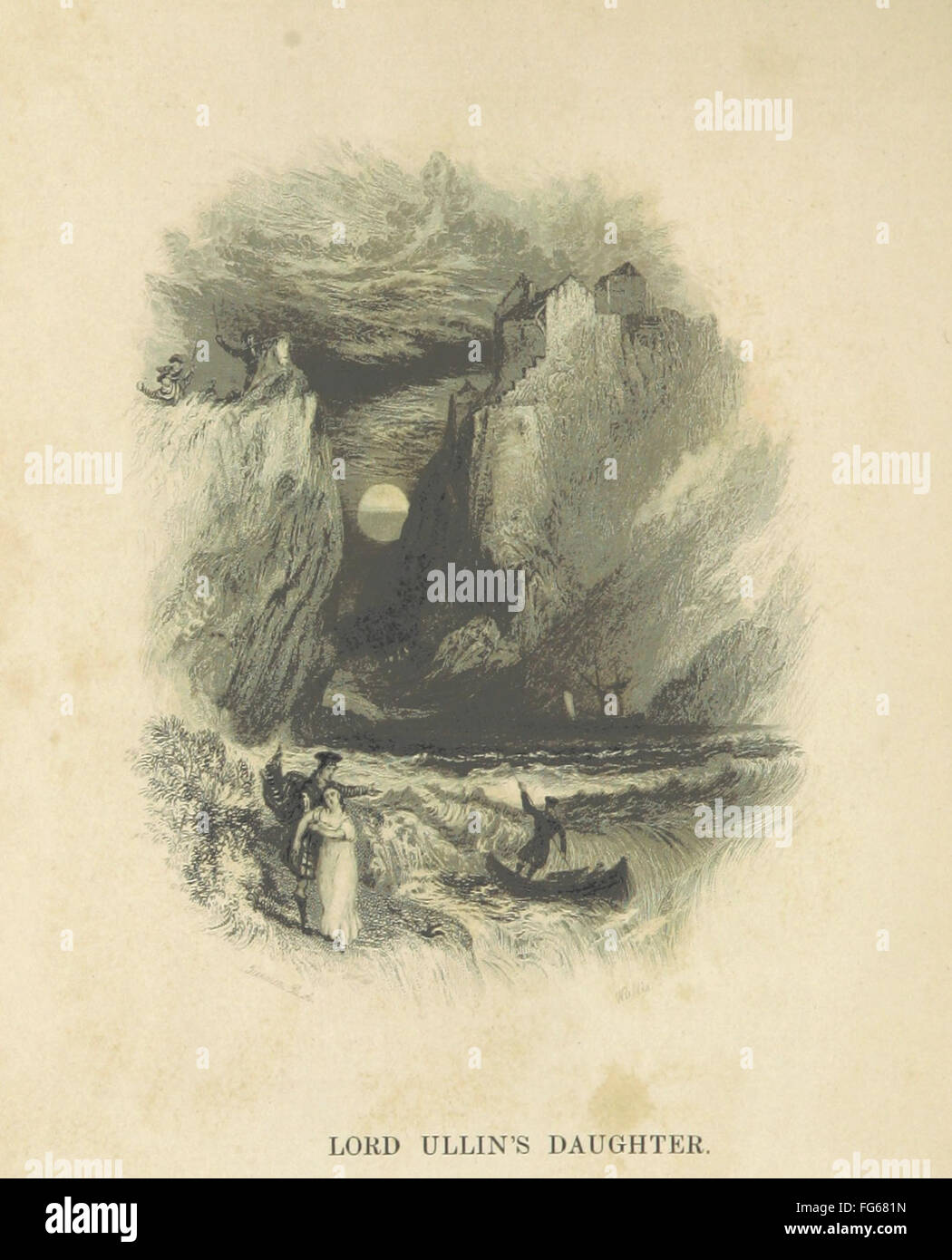 Diese Vintage-Ausgabe von *The Poetical Works of Thomas Campbell* enthält zwanzig Vignetten von Turner und siebenunddreißig Holzschnitt-Illustrationen, die Campbells Poesie mit komplizierten Designs und dekorativen Elementen bereichern. Stockfoto