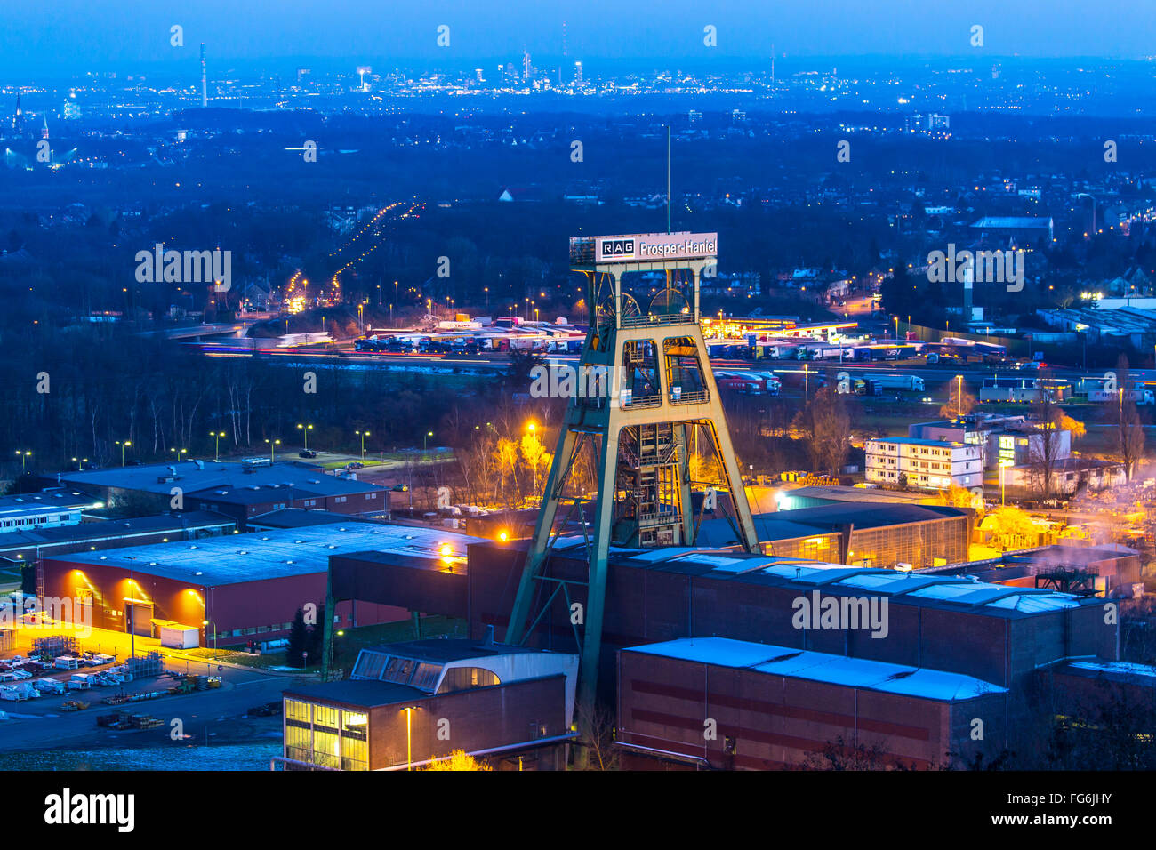 Cola Bergwerk Prosper Haniel, Bottrop, Deutschland, gewundenen Turm, letzte Bergwerk im Ruhrgebiet, schließt im Jahr 2018 Stockfoto