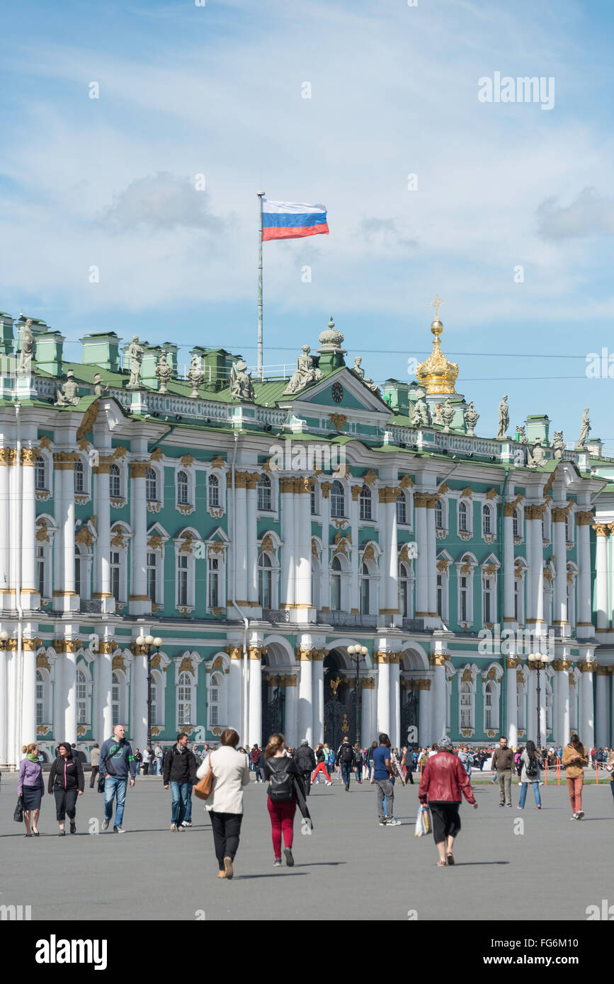 18. Jahrhundert Staatliche Eremitage, Schlossplatz, Sankt Petersburg, nordwestliche Region, Russland Stockfoto