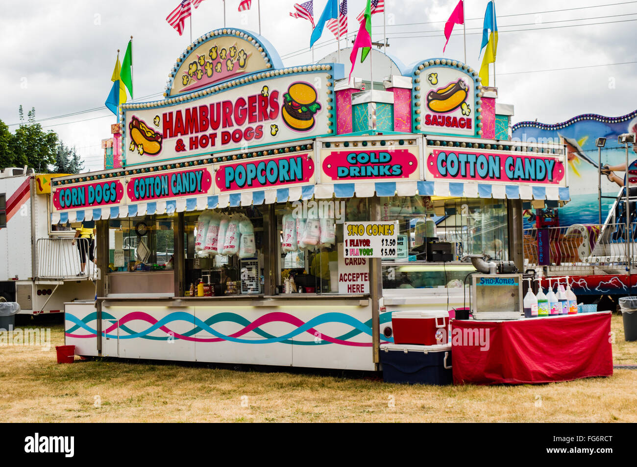 Zuckerwatte-Stand auf der Clackamas County Fair, Canby, Oregon Stockfoto