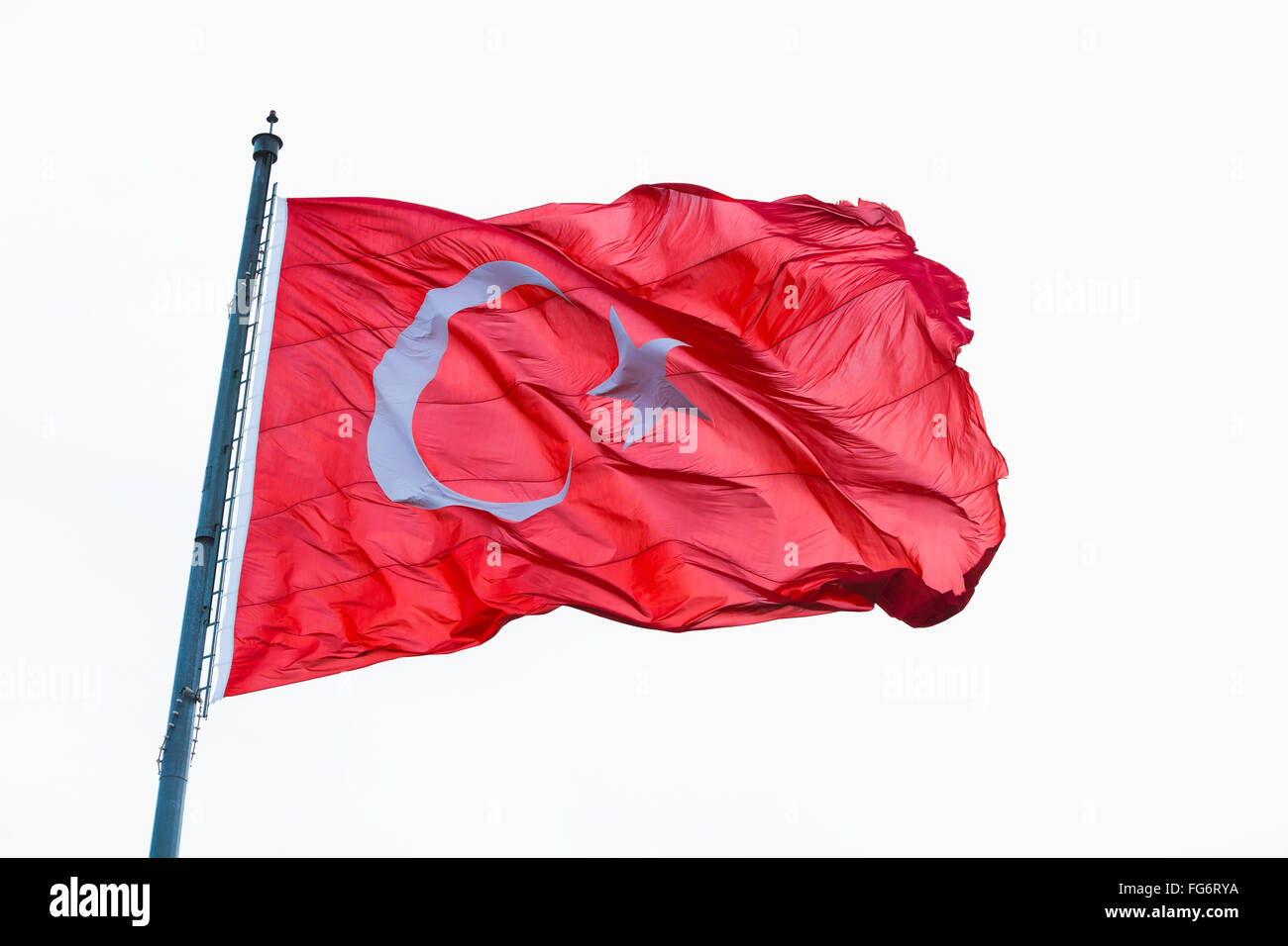 Rote türkische Flagge; Smyrna, Türkei Stockfoto