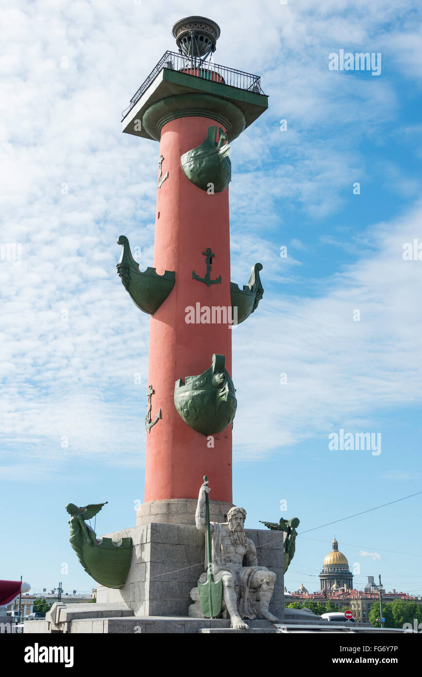 Rostral Spalte, Birzhevaya Ort, Vasilievsky Insel, Sankt Petersburg, Nordwesten, Russische Republik Stockfoto