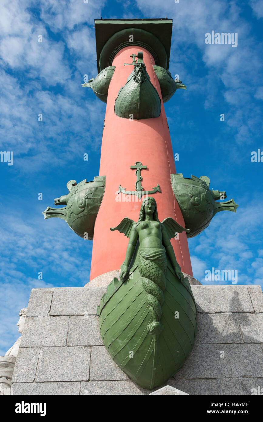Rostral Spalte, Birzhevaya Ort, Vasilievsky Insel, Sankt Petersburg, Nordwesten, Russische Republik Stockfoto