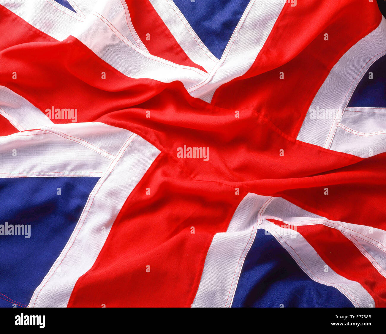 Nahaufnahme der Flagge von British Union Jack, aufgenommen im Studio, Greater London, England, Großbritannien Stockfoto