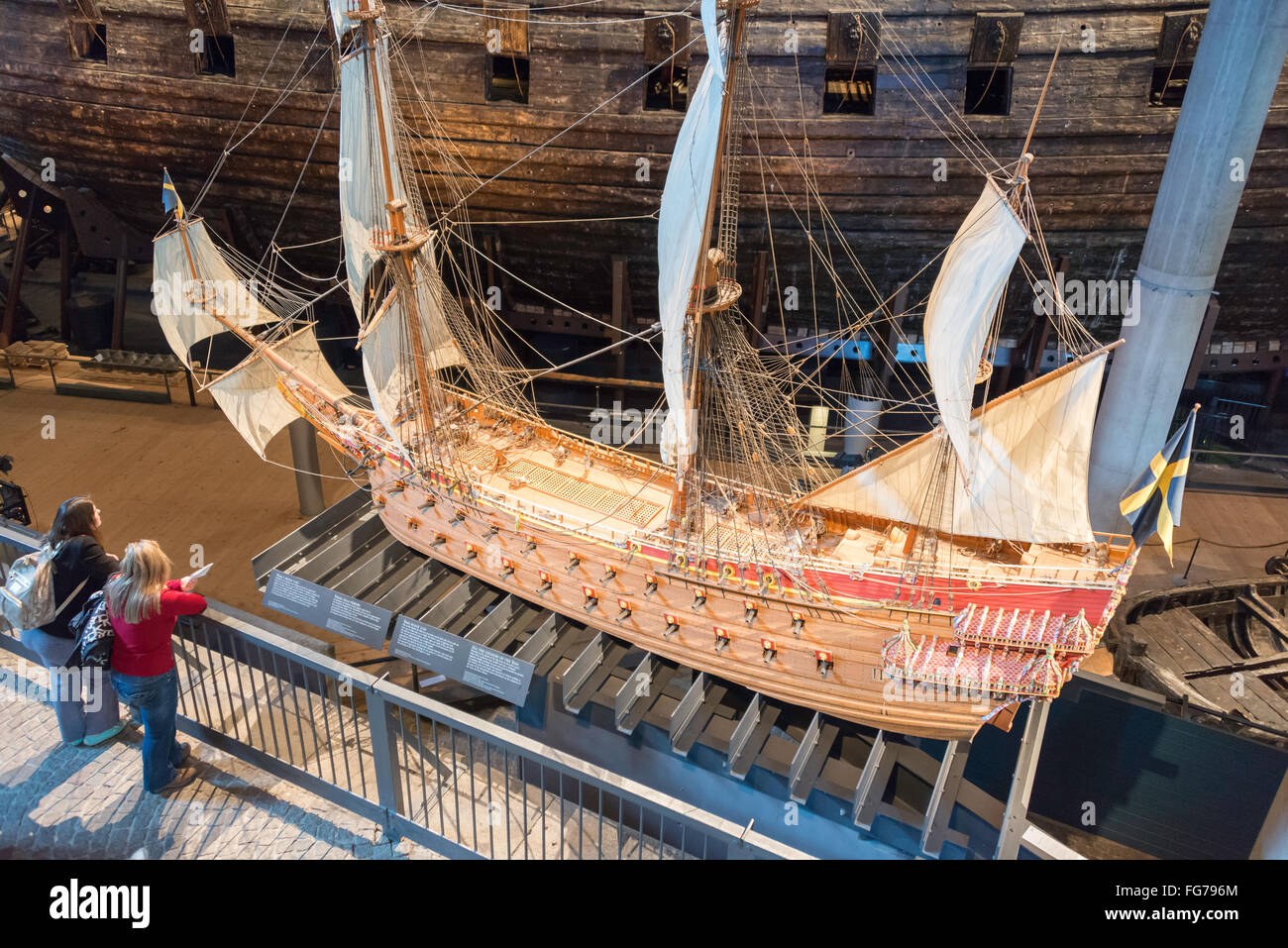 Modell des 17. Jahrhunderts "Vasa" Kriegsschiff, Vasa-Museum, Galärvarvsvägen, Djurgården, Stockholm, Schweden Stockfoto