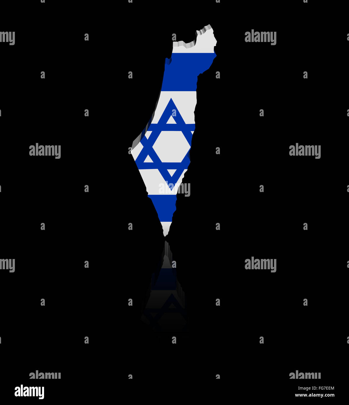 Israel Landkarte Flagge mit Reflexion illustration Stockfoto