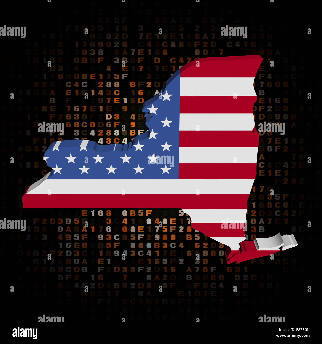 New York Karte Flagge auf hex-Code illustration Stockfoto