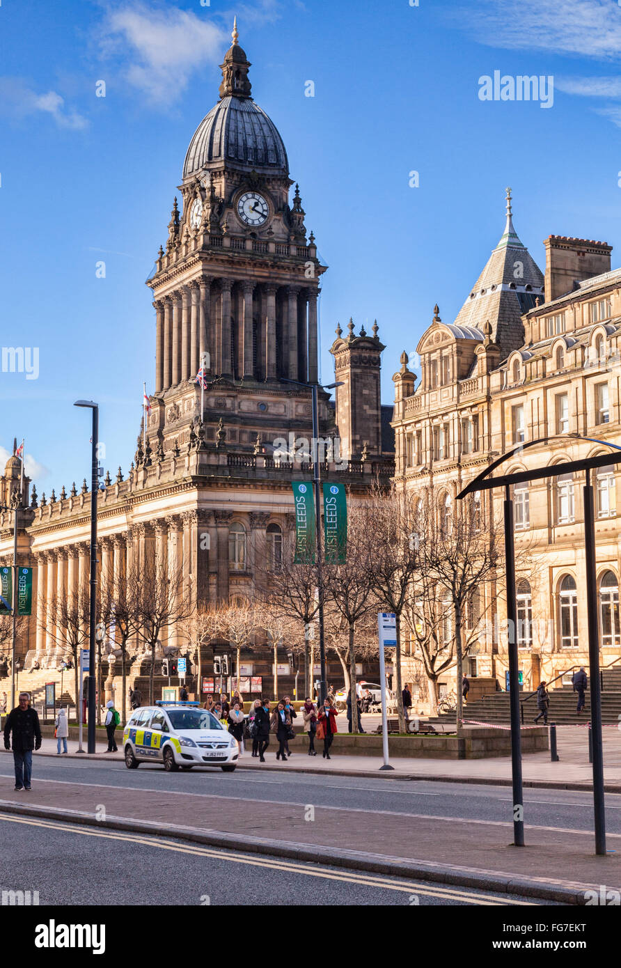 Leeds Town Hall, Headrow, Leeds, West Yorkshire, England, Vereinigtes Königreich Stockfoto