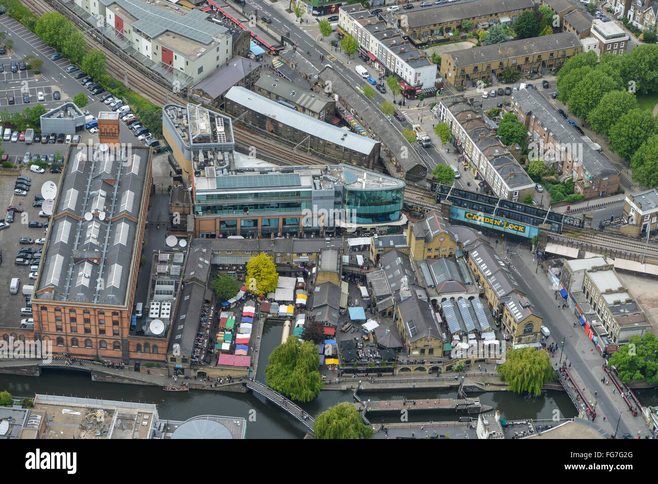 Eine Luftaufnahme des Camden Lock, Nord-London Stockfoto