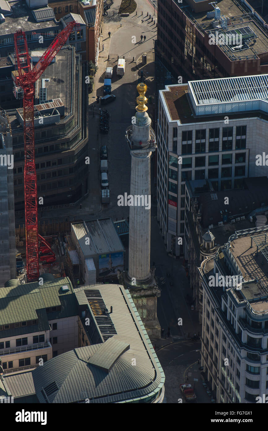 Eine Luftaufnahme des Denkmals für den großen Brand von London Stockfoto