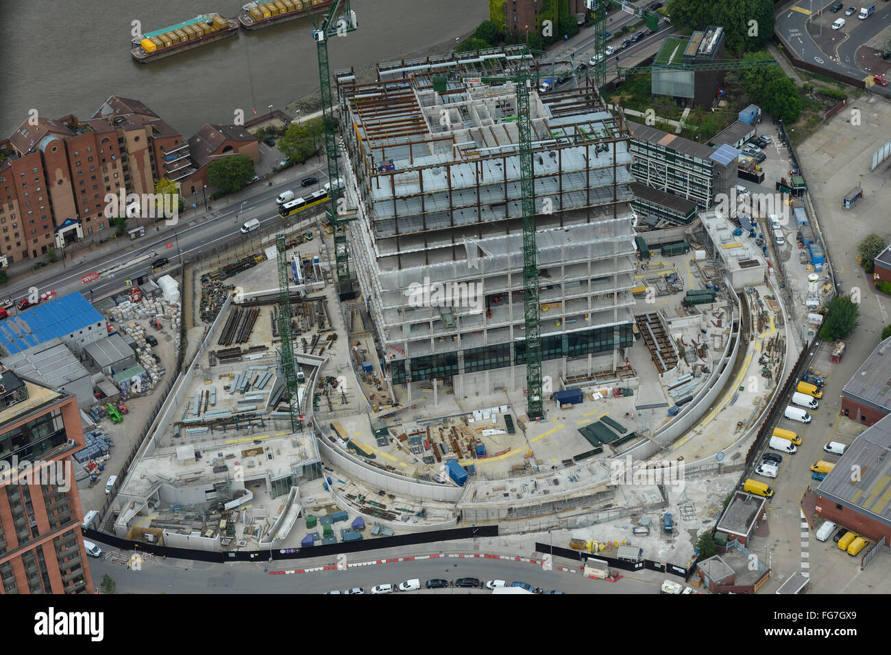 Eine Luftaufnahme zeigt Bau des neuen US-Botschaft in Nine Elms, London Stockfoto