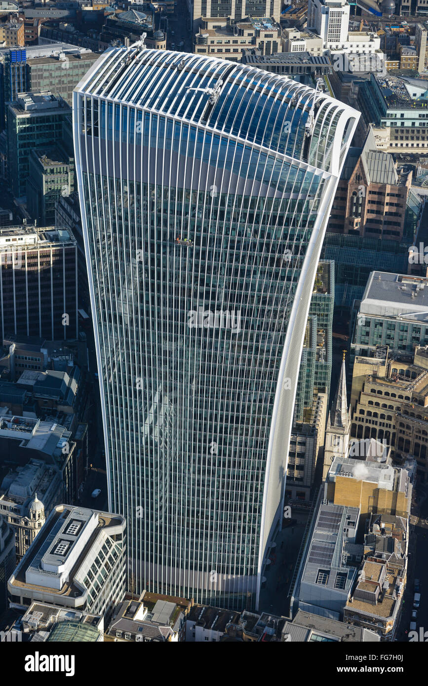 Eine Luftaufnahme von 20 Fenchurch Street, allgemein bekannt als das Walkie Talkie-Gebäude Stockfoto