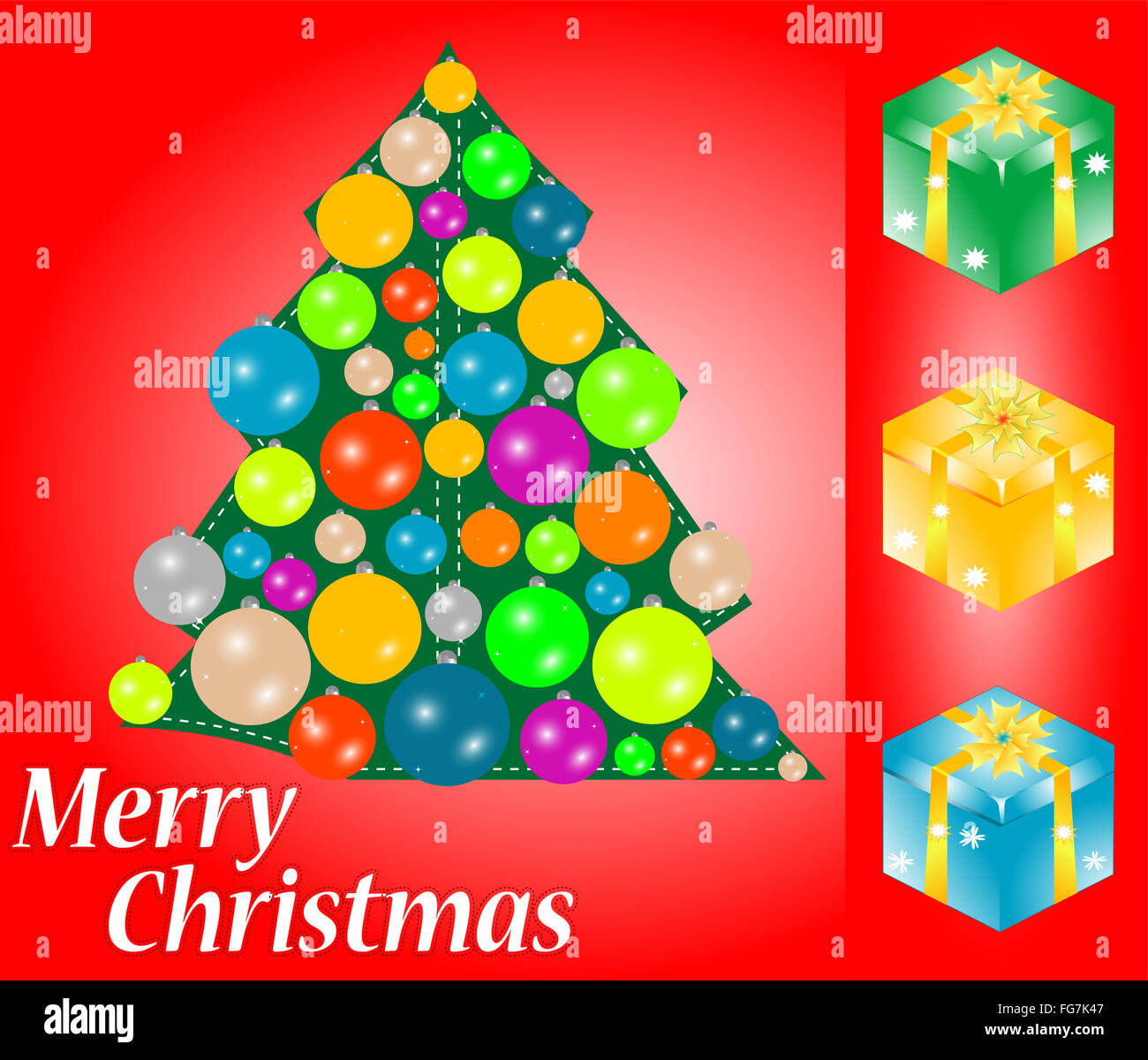 Grußkarte mit Geschenk-Box und Kopie, Vektor-illustration Stockfoto