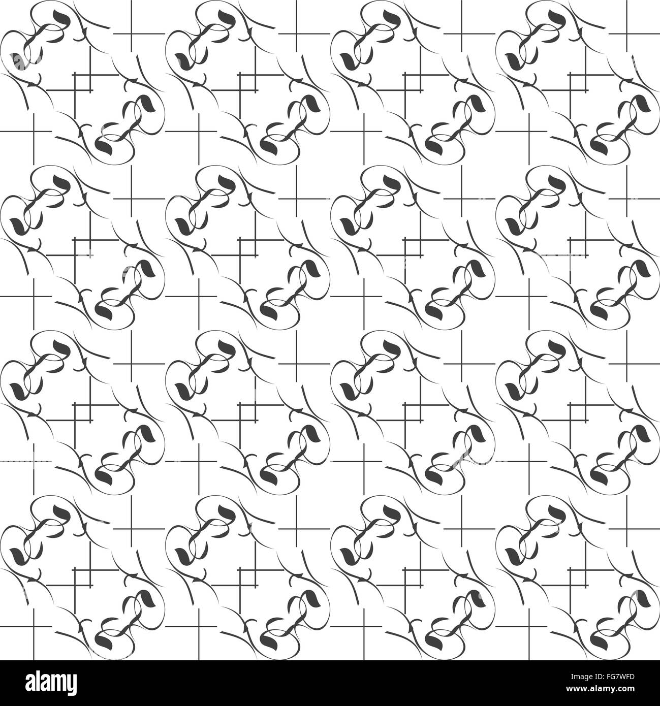Mono schwarze Tapete mit nahtloser sich wiederholende Muster-Hintergrund Stockfoto