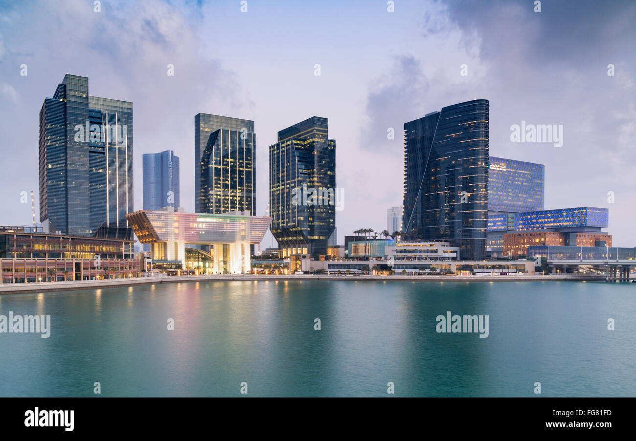 Ansicht des neuen Geschäftsviertels in Abu Dhabi globalen Marktplatz (ADGM) auf Al Maryah Island in Abu Dhabi Vereinigte Arabische Emirate Stockfoto