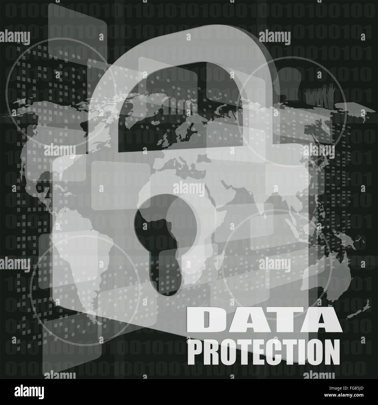 Sicherheitskonzept: Sperre für digitalen Bildschirm und digitalem Schutz Wort Stockfoto