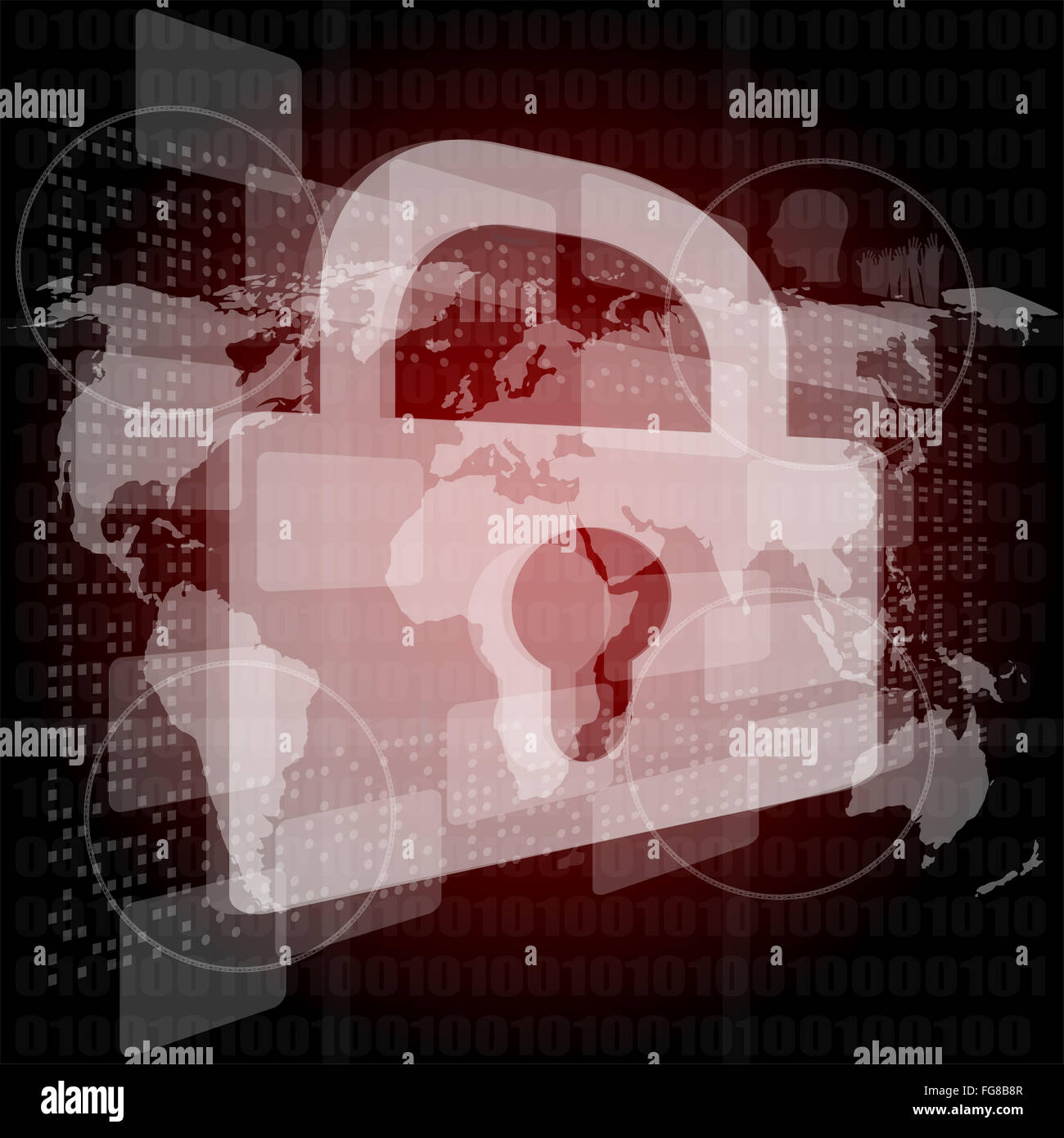 Sicherheitskonzept: Sperre für digitalen Bildschirm, Kontrast Stockfoto