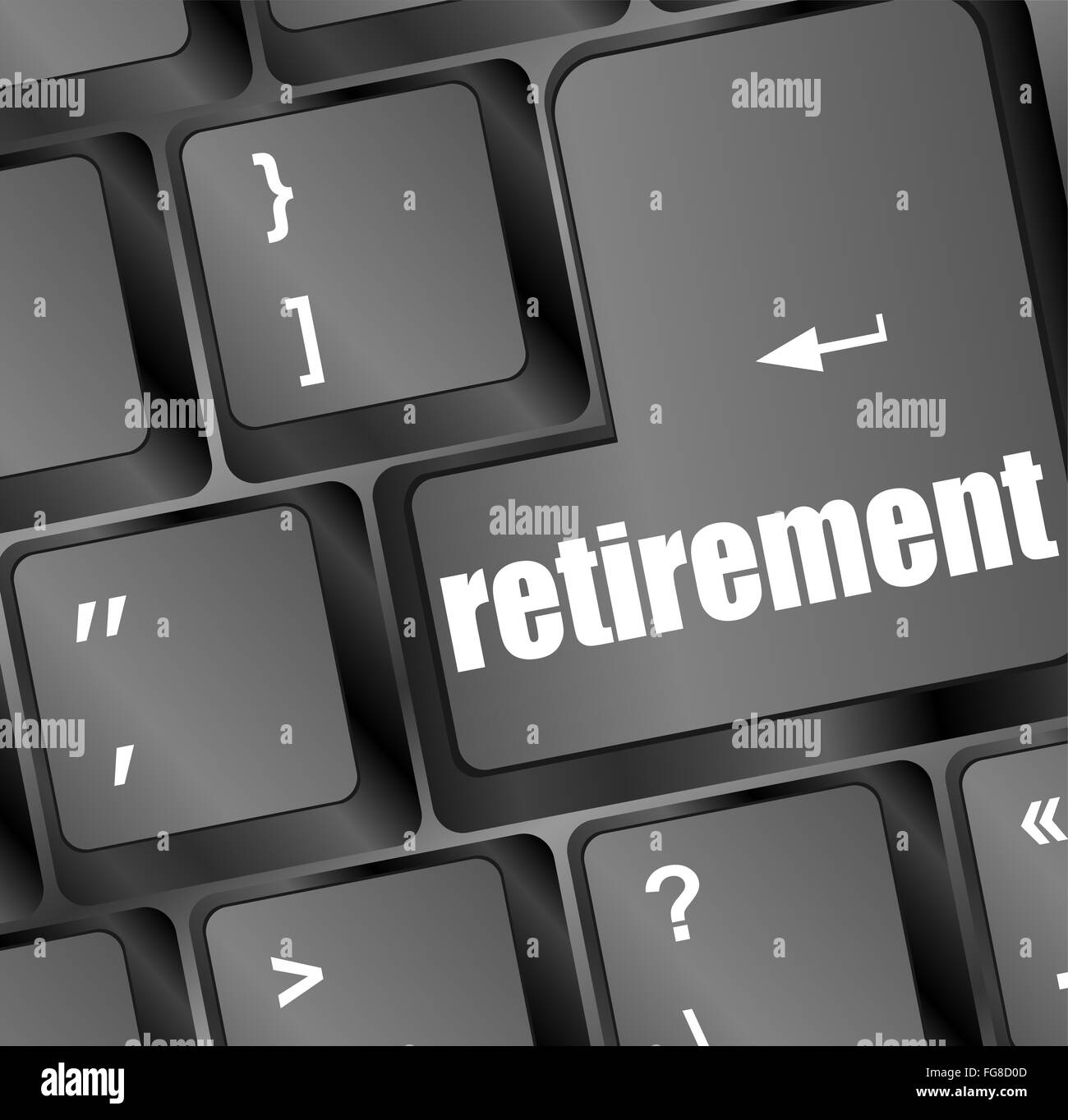 Ruhestand für Anlagekonzept mit einer Taste auf der Computertastatur Stockfoto