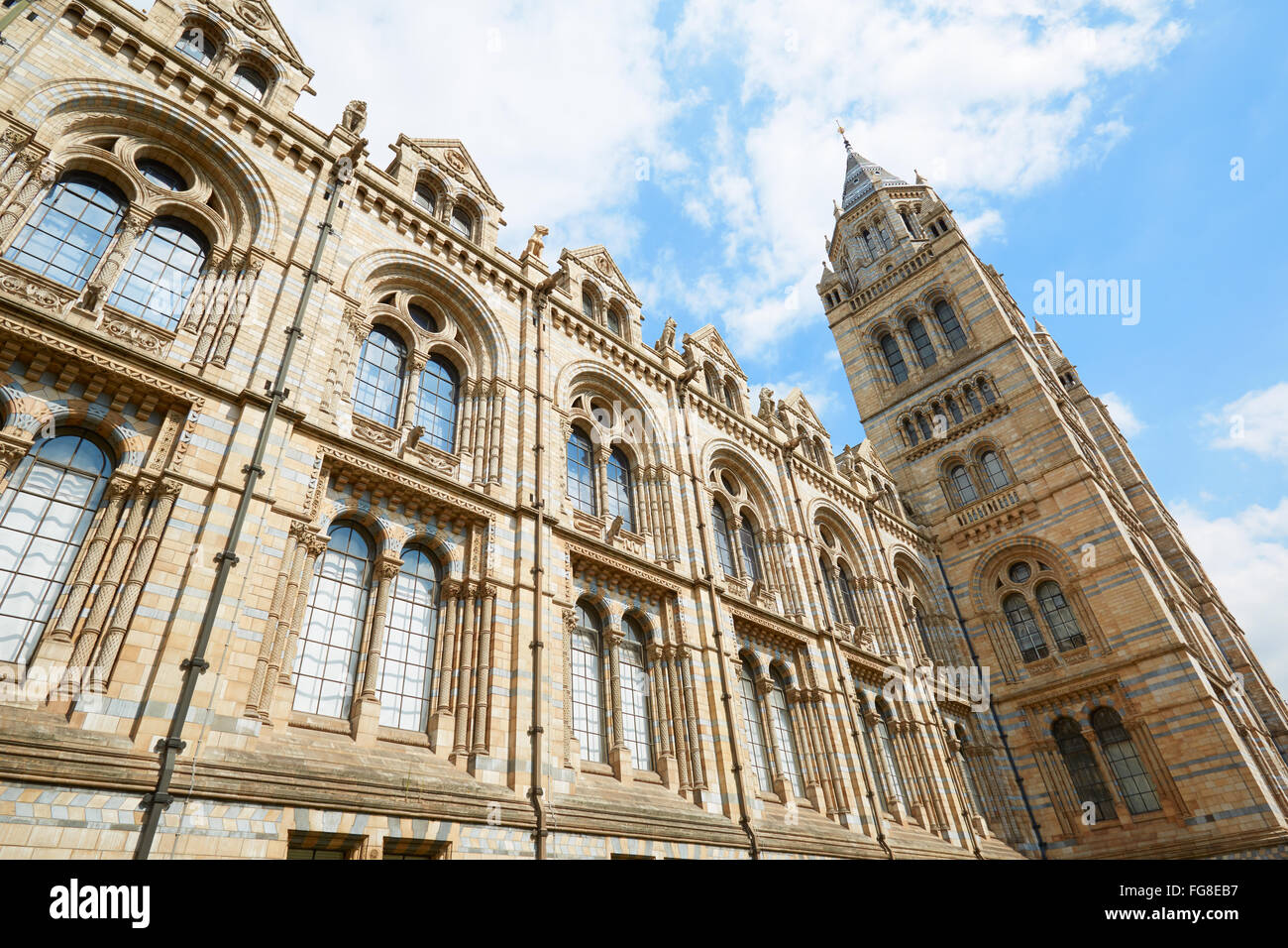 Natural History Museum Fassade an einem sonnigen Tag in London Stockfoto