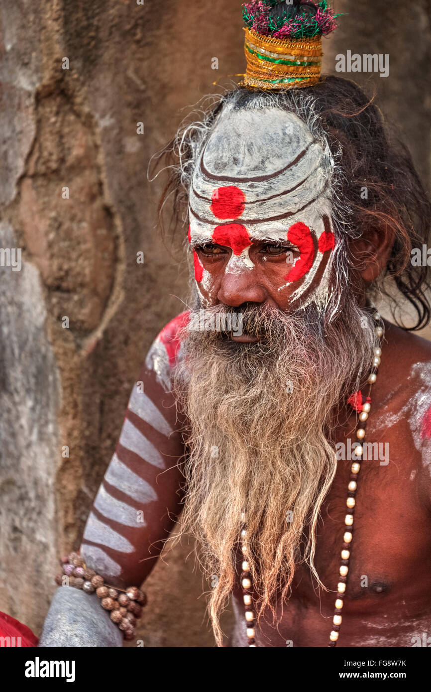 Sadhu in Orccha, Madhya Pradesh, Indien, Südasien Stockfoto