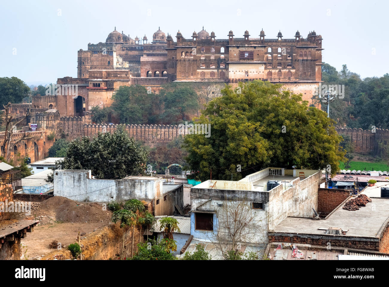 Orchha Fort, Raja Mahal, Orccha, Madhya Pradesh, Indien, Südasien Stockfoto