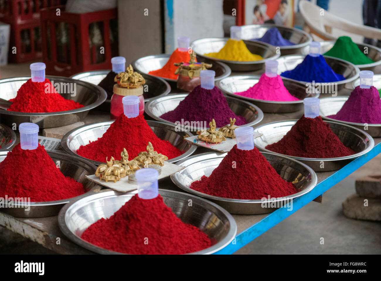 Holi Farben, Pulver, Indien, Asien Stockfoto