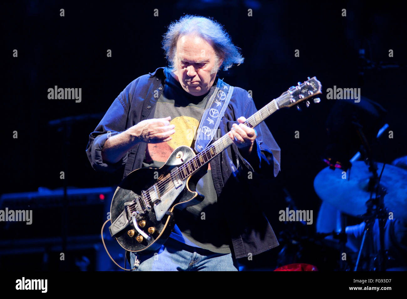 Neil Young beim Glastonbury Festival 2009, Somerset, England, Vereinigtes Königreich. Stockfoto