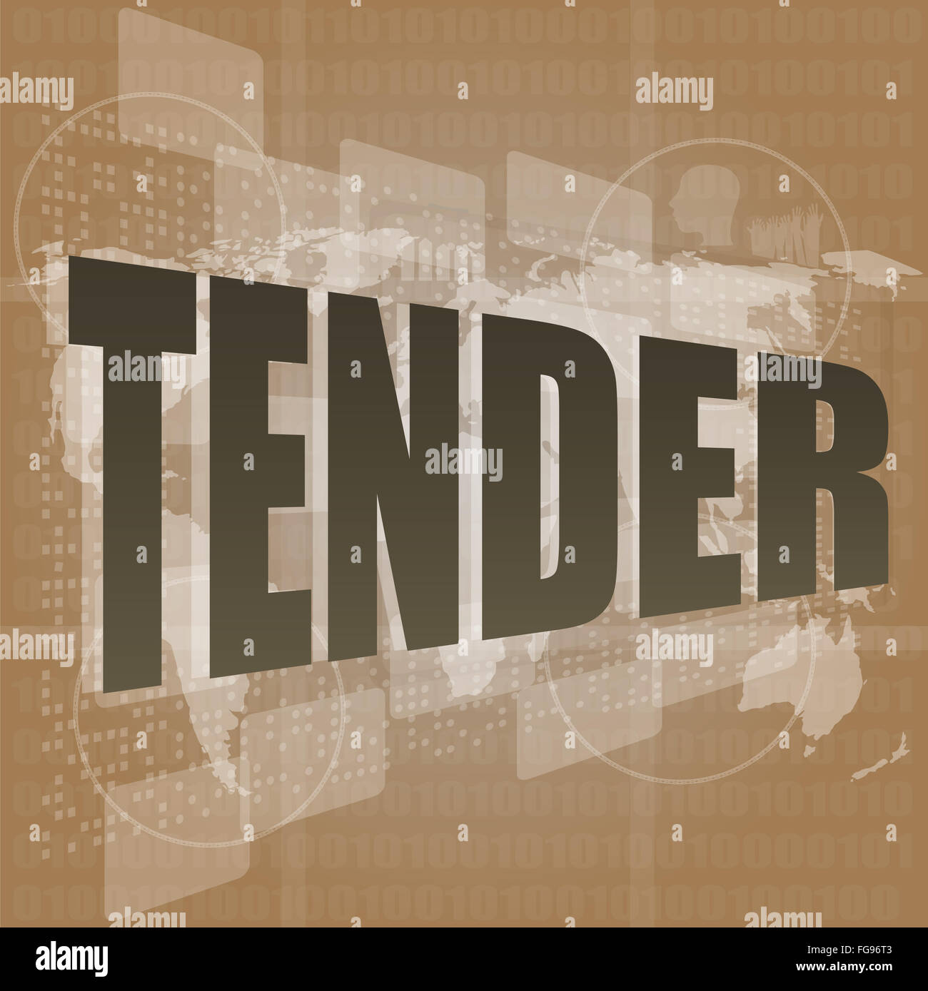 zarte Wort auf dem digitalen Bildschirm, globale Kommunikations-Konzept Stockfoto