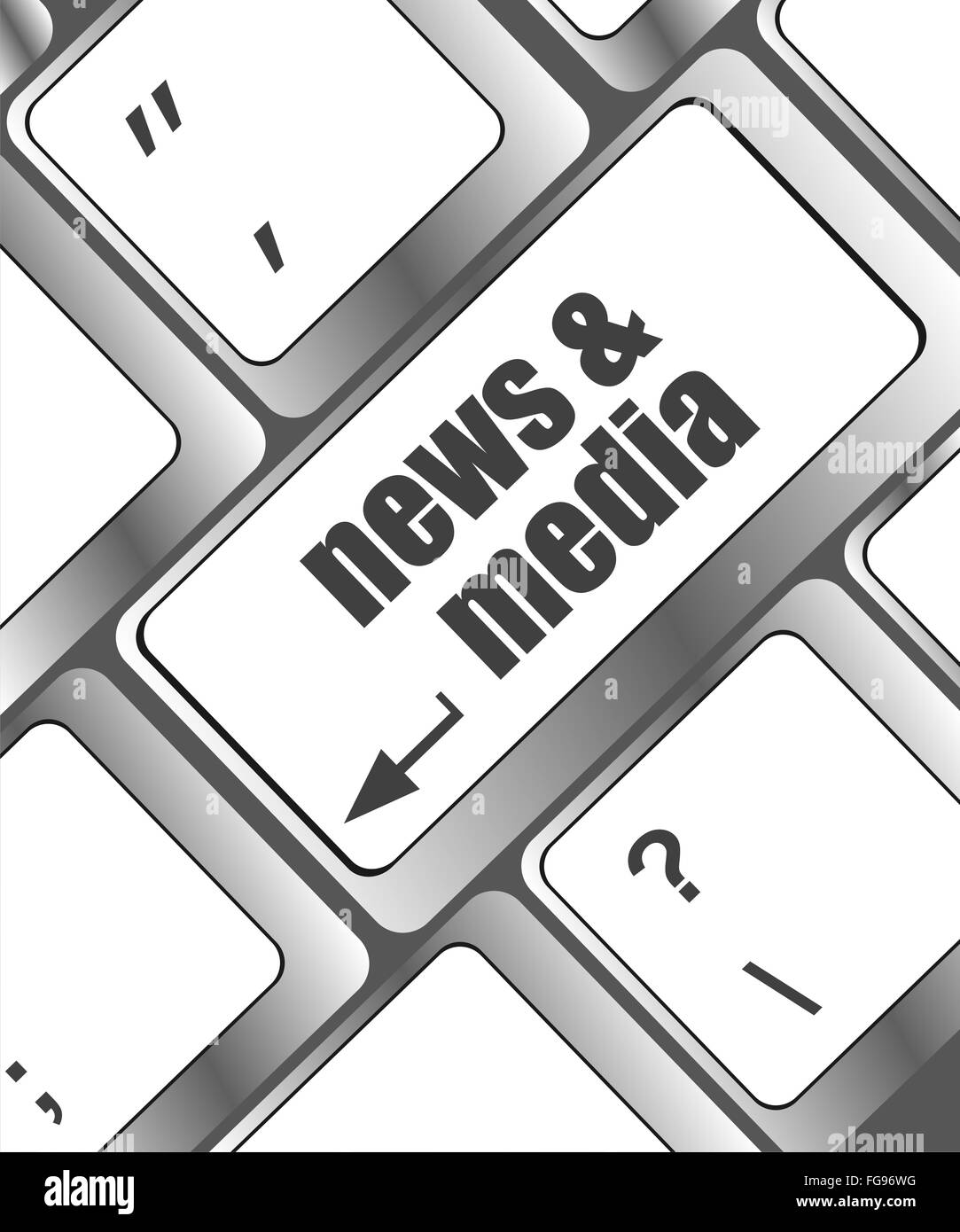 Computer-Tastatur mit Nachrichten und Medien-Taste. Business-Konzept Stockfoto