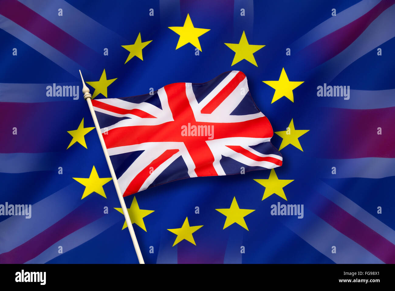 Flagge von Europa und die Flagge des Vereinigten Königreichs Stockfoto
