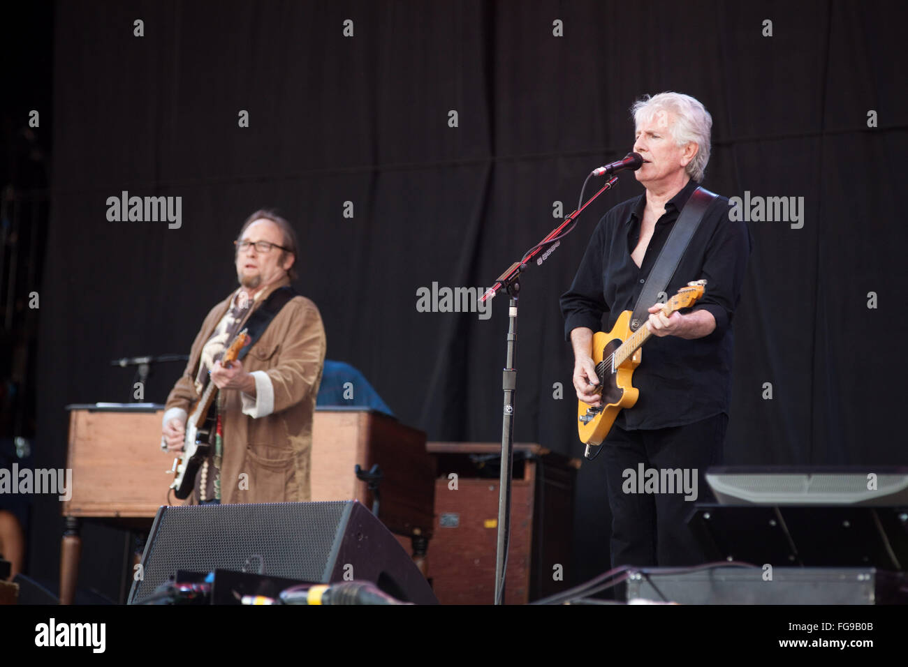 Crosby, Stills und Nash, die Durchführung auf der Pyramide-Bühne auf dem Glastonbury Festival 2009, Somerset, England, Vereinigtes Königreich. Stockfoto