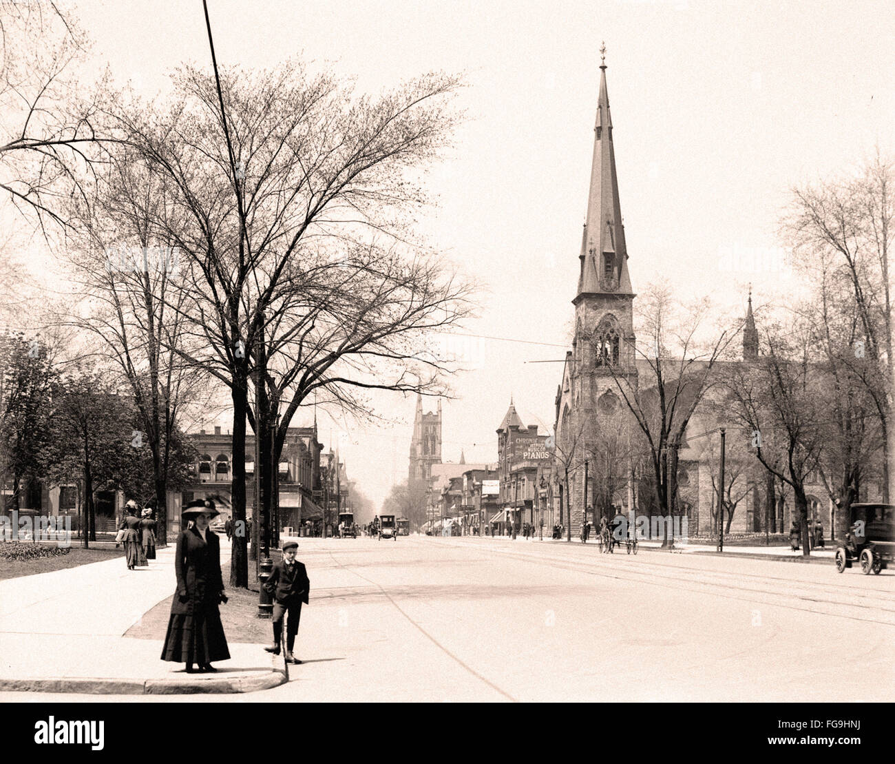 Woodward Avenue in Detroit - 1910 Stockfoto