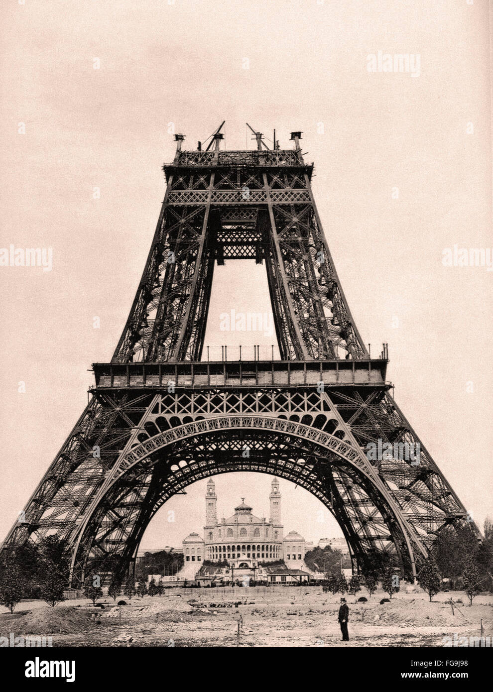 Mitte Bau des Eiffelturms - 21. August 1888 Stockfoto
