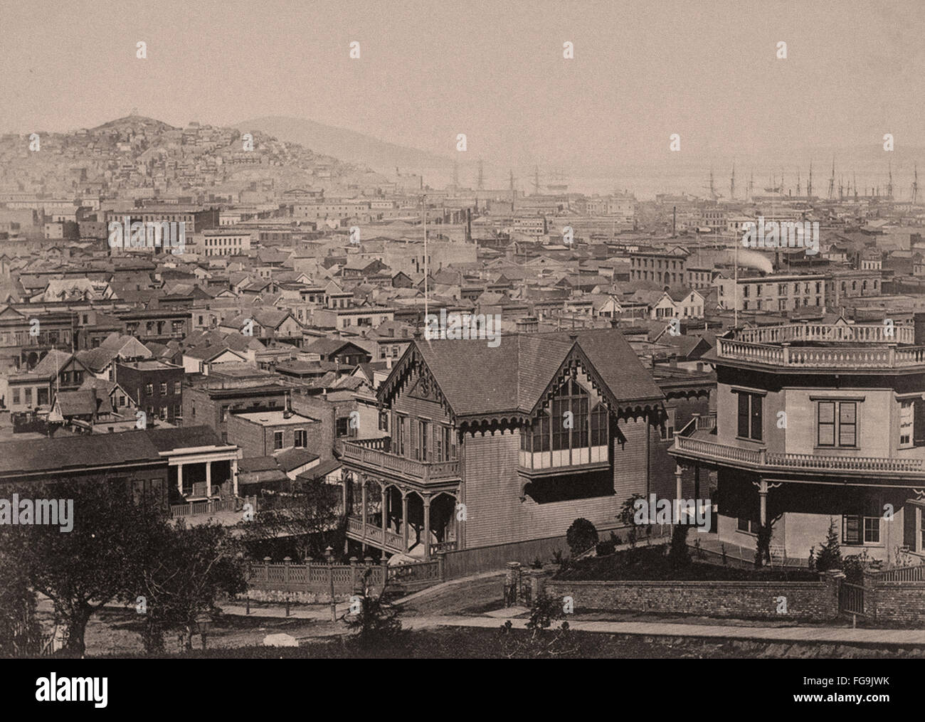San Francisco Panorama - 1880 1890 Stockfoto