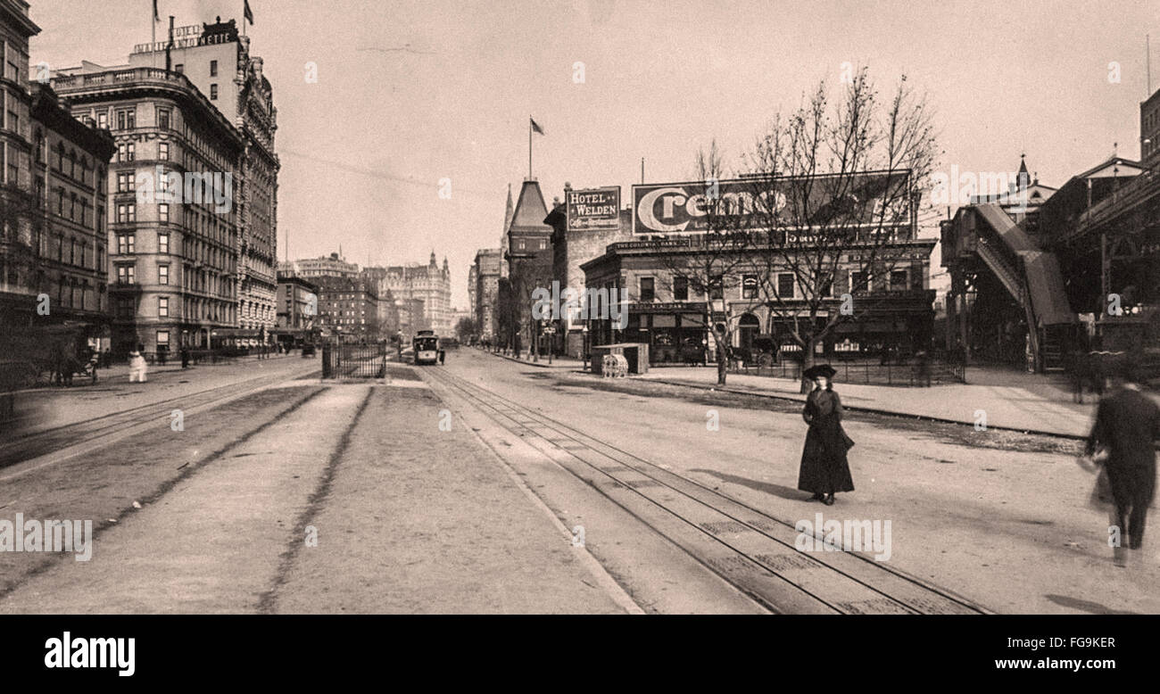 Straßen von New York im späten 19. Jahrhundert Stockfoto