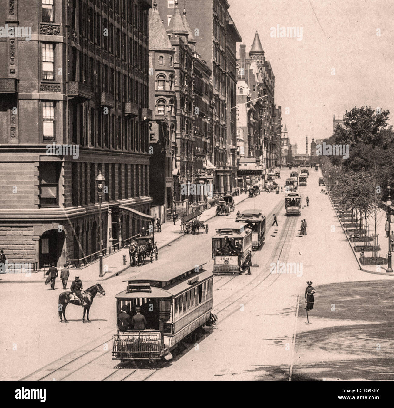 Straßen von New York im späten 19. Jahrhundert Stockfoto