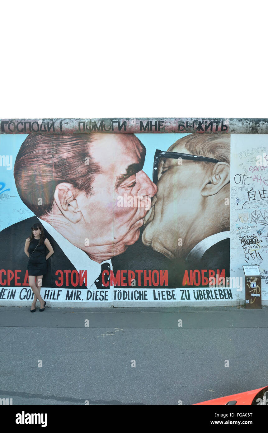 Berlin, die Mauer, der Bruder Kuss Stockfoto