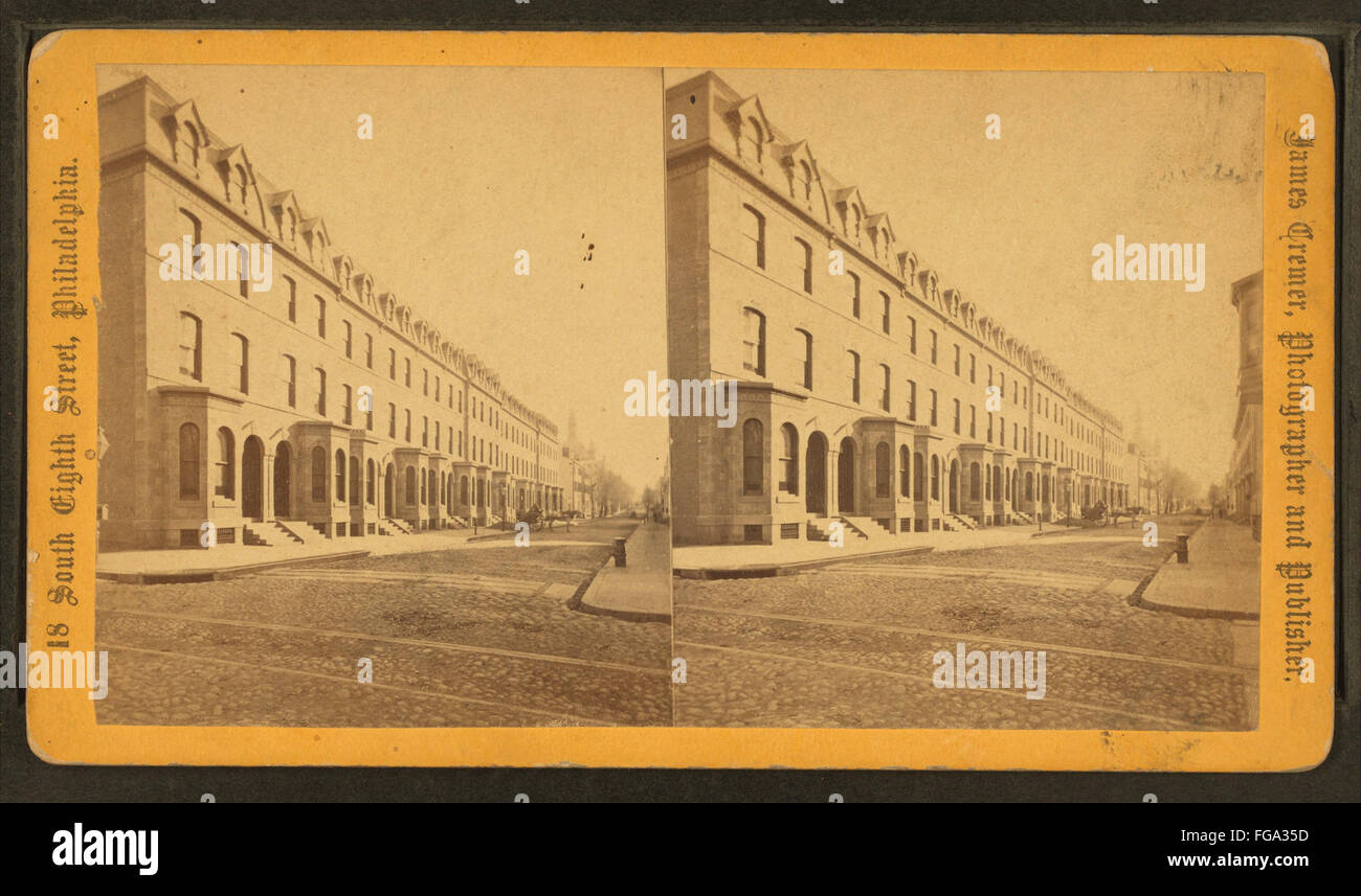 Fotografiert von James Cremer (1821–1893), bietet dieses Bild der 18th Street südlich von Race eine historische Momentaufnahme der Gegend im 19. Jahrhundert. Das Foto bietet einen Einblick in die urbane Landschaft zu Cremers Zeit. Stockfoto