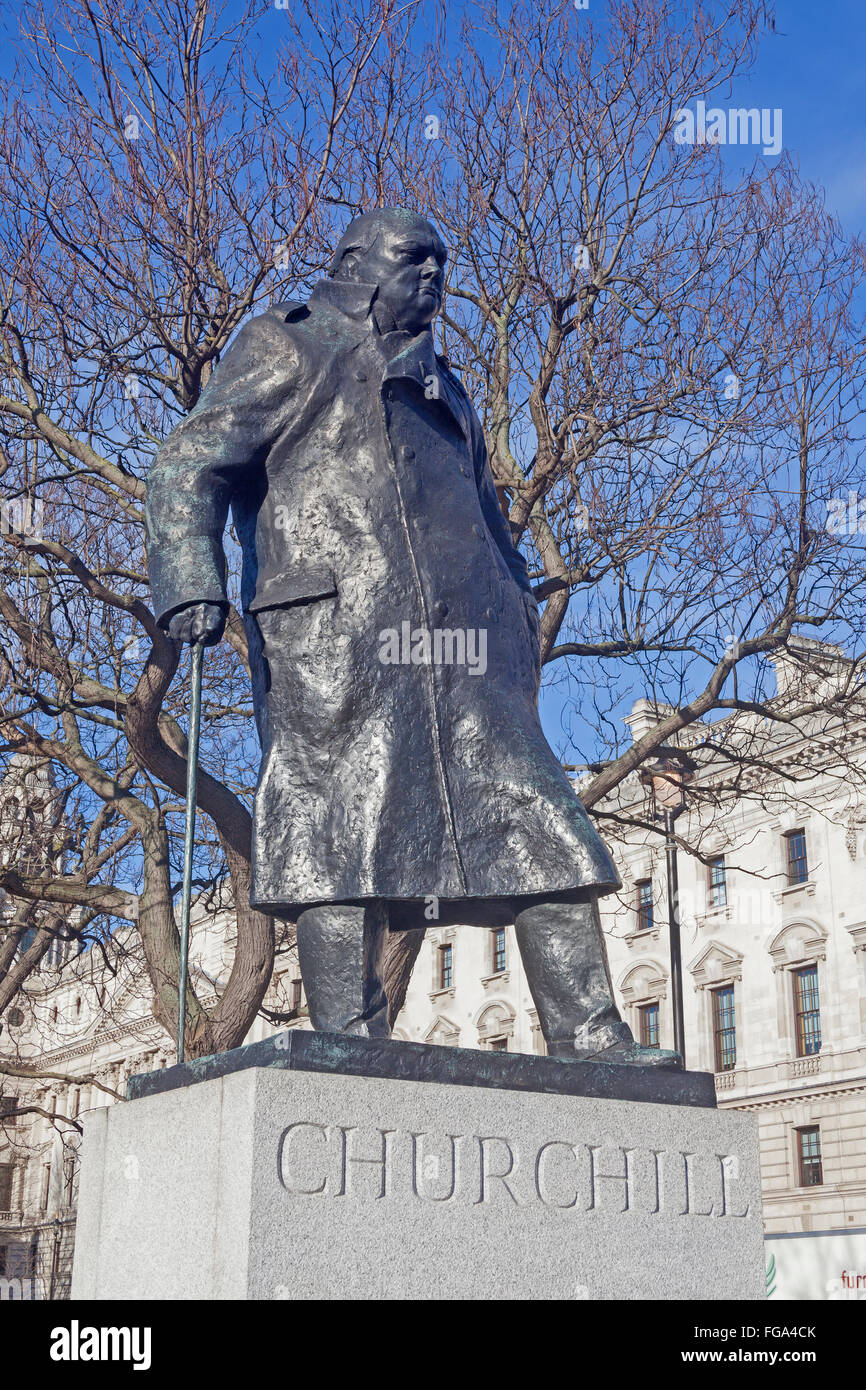 London, Westminster The Churchill Statue in Parliament Square Stockfoto