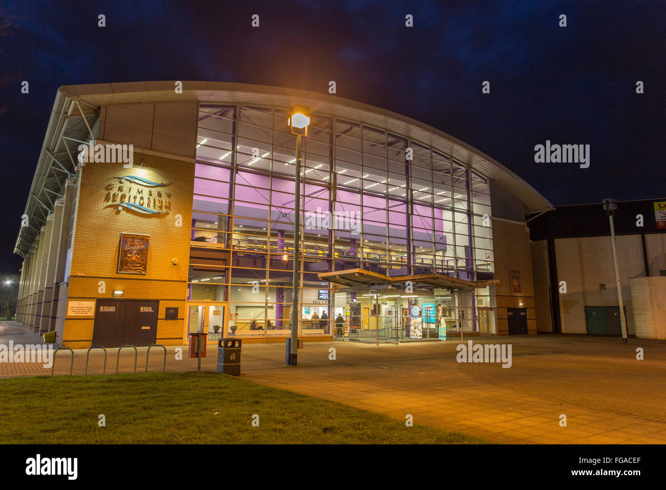 Grimsby Auditorium Veranstaltungsort für Konzerte und Veranstaltungen in der Nacht Stockfoto